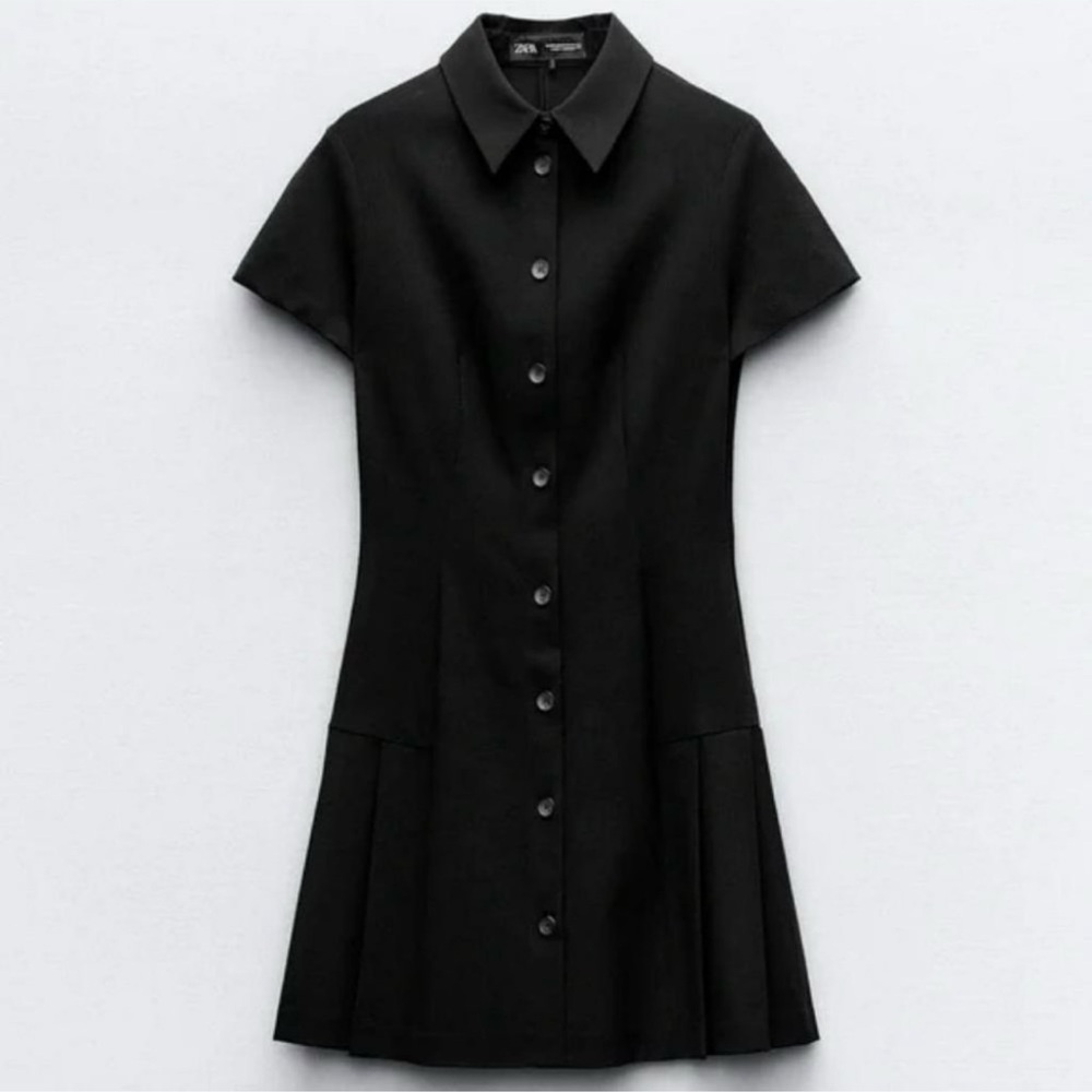 Zara Black Mini Button-Up Dress